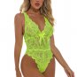 Neon Lime Floral Lace Scallop Trim Teddy Bodysuit
