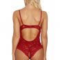 Floral Lace Scallop Trim Crotchless Teddy Bodysuit