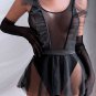 Black Try Again Mesh Teddy and Skirt Set