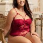 Wine Red One-piece Sleeveless Underwired Floral Patterns Bodysuit