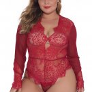 Plus Size Lace Long Sleeve Teddy