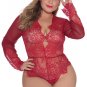 Plus Size Lace Long Sleeve Teddy