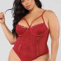 Plus Size Lace High Quality Eyelash Splice Sexy Bodysuit