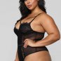 Plus Size Lace High Quality Eyelash Splice Sexy Bodysuit