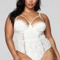 Plus Size Lace High Quality Eyelash Splice Sexy Bodysuit