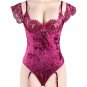 Sheer Lace Off-The-Shoulder Sleeves Velvet Teddy