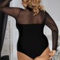 Black Plus Size Long Sleeve Teddy With Yarn