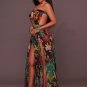 Printed High Slit Legs Bodysuit Maxi Dress
