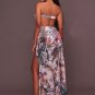 Printed High Slit Legs Bodysuit Maxi Dress