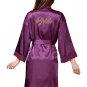 Bride Satin Long Sleeves Kimono Robe with Gold Glitter