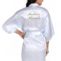 Matron of Honor Satin Kimono Robe with Gold Glitter