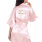 Matron of Honor Satin Kimono Robe with Gold Glitter
