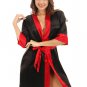 Satin Contrast Color Kimono Bathrobe Robe