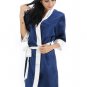 Satin Contrast Color Kimono Bathrobe Robe