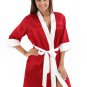 Satin Contrast Color Kimono Bathrobe Robe