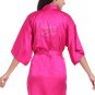 Rhinestone Word Bridal Party Getting Ready Satin Short Kimono Robe