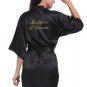 Satin Kimono Wedding Party Getting Ready Robe With Gold Glitter