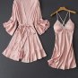 Elegant Satin and Lace Babydoll And Robe Set