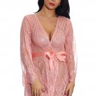 Self Tie Sheer Lace Robe Without Lingerie