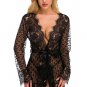 Eyelash Lace Trim Robe With Thong