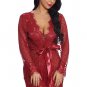 Eyelash Lace Trim Robe With Thong