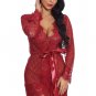 Eyelash Lace Trim Robe With Thong
