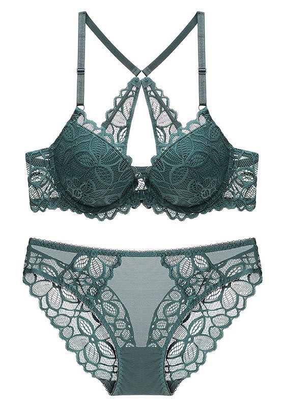 Sexy Front Button Racerback Bra Set