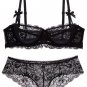 Sheer Lace Unlined Demi Bra Set