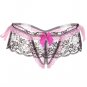 Women's Sexy Lace Midnight Bow-Tie Open Crotch Thong