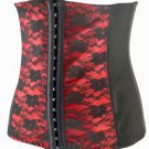 Red Floral Embroidered Lace Steel Boned Corset