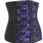 Purple Floral Embroidered Lace Underbust Corset
