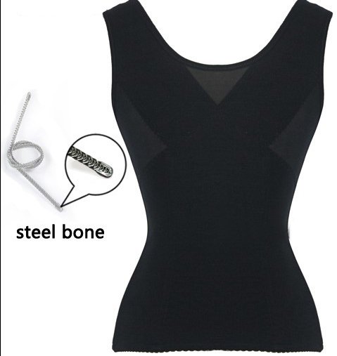 Black Women's Push up Waist Training Steel Boned Corset