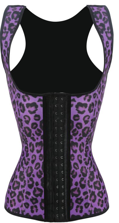 Sexy Leopard Halter Waist Trainer Cincher Latex Rubber Strap Corsets