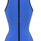 Sexy Blue Halter Waist Trainer Cincher Latex Rubber Strap Corsets