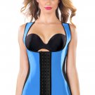 Sexy Blue Halter Waist Trainer Cincher Latex Rubber Strap Corsets