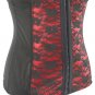 Red Floral Embroidered Steel Boned Underbust Corset