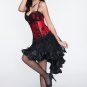 Lace Floral Print Red Overbust Corset
