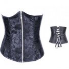 Floral Lace Waist Training Corset, Zipper Corset, Black Corset, Underbust Corset
