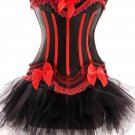 Black Red Sensational Ruffles Trimmed Fashion Bustier Corset with Tutu Skirt