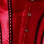 Plus Size Lace Trim Satin Corset with Contrasting Lines