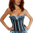 Blue Strapless Burlesque Corset Bustier