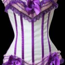 Sensational Ruffles Trimmed Fashion Bustier Corset in White Purple
