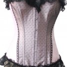 Sexy Satin Two Toned Lace Trimmed Corset Bustier in Pink Red Ocean Blue