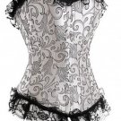 Luxury Titanium Jacquard Lace Trimmed Boning Corset Bustier