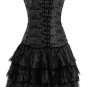 Strapless Satin Lacy Corset Bustier Dress in Black Red Purple Rose