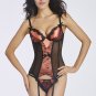 Sexy Spaghetti Straps Lace Mesh Push Up Overbust Corset