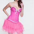 Rose Turquoise White Trim Brocade Corset