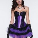 Embroidered Satin Long Bone Overbust Corset