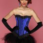 Contrasting Lines Satin Lace Corset Bustier with Pettiskirt in Blue and Purple