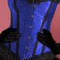 Contrasting Lines Satin Lace Corset Bustier with Pettiskirt in Blue and Purple